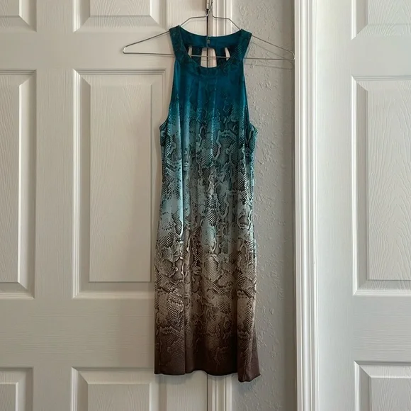 blue dress white house black market White House Black Market Black Blue & Gray Floral Embroidered Dress